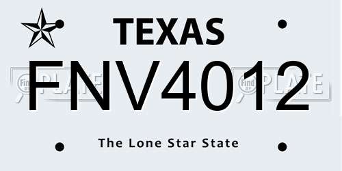FNV4012 Texas License Plate
