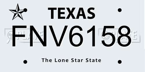 FNV6158 Texas License Plate