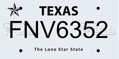 FNV6352 Texas License Plate