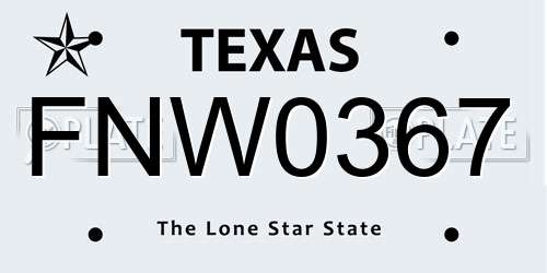 FNW0367 Texas License Plate