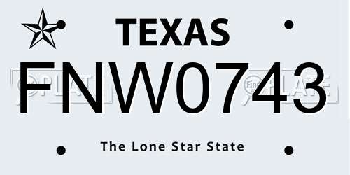 FNW0743 Texas License Plate