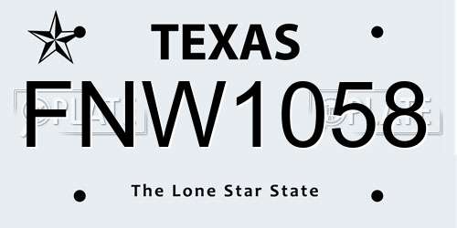 FNW1058 Texas License Plate