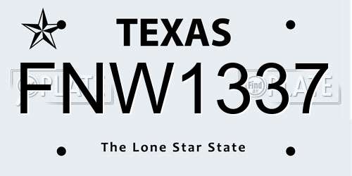 FNW1337 Texas License Plate