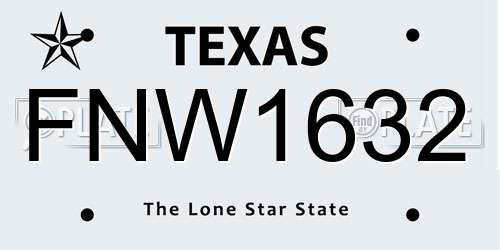 FNW1632 Texas License Plate