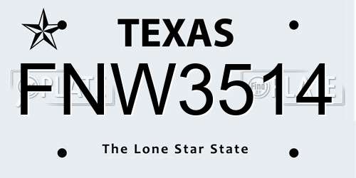 FNW3514 Texas License Plate