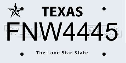 FNW4445 Texas License Plate