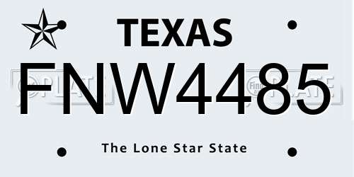 FNW4485 Texas License Plate