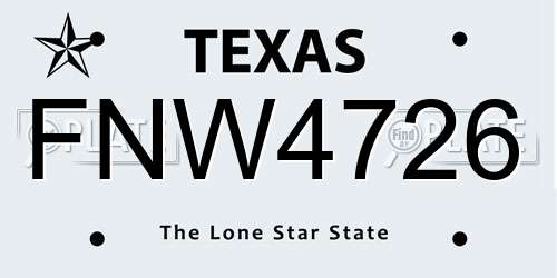 FNW4726 Texas License Plate