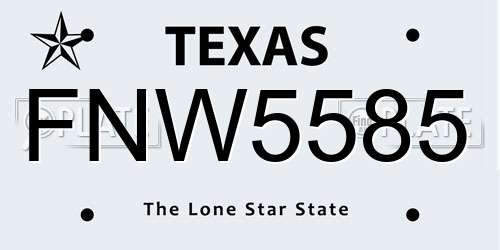 FNW5585 Texas License Plate