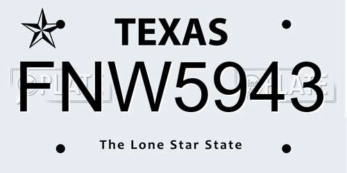 FNW5943 Texas License Plate