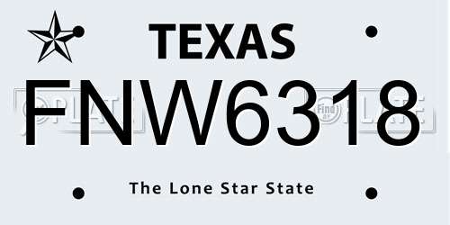 FNW6318 Texas License Plate