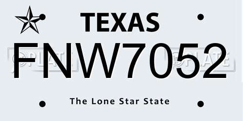 FNW7052 Texas License Plate