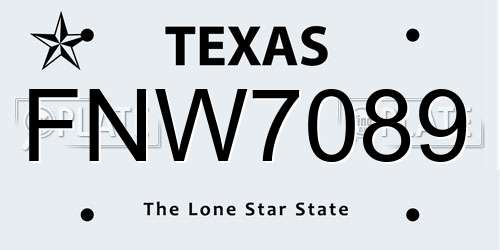 FNW7089 Texas License Plate