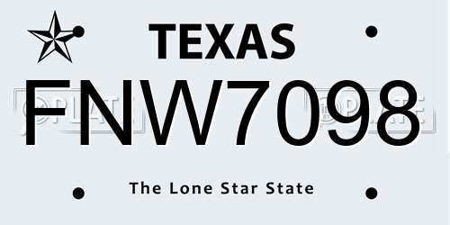 FNW7098 Texas License Plate