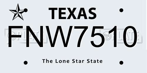 FNW7510 Texas License Plate