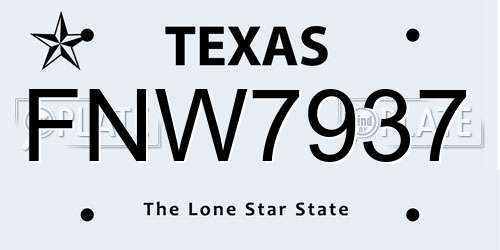 FNW7937 Texas License Plate