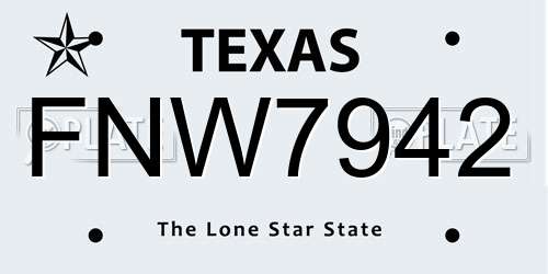 FNW7942 Texas License Plate