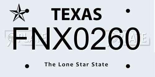 FNX0260 Texas License Plate