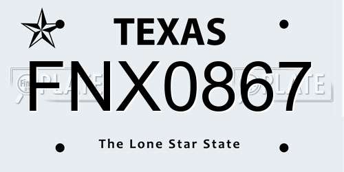 FNX0867 Texas License Plate