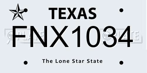 FNX1034 Texas License Plate