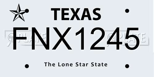 FNX1245 Texas License Plate