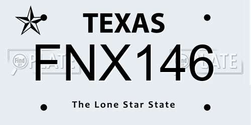 FNX146 Texas License Plate