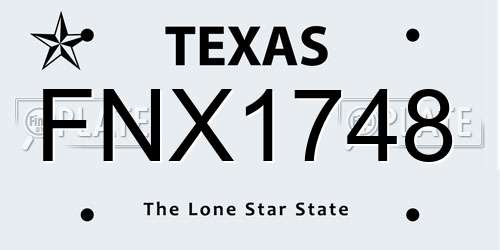FNX1748 Texas License Plate