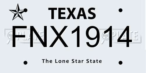 FNX1914 Texas License Plate