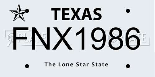 FNX1986 Texas License Plate