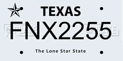 FNX2255 Texas License Plate