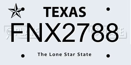 FNX2788 Texas License Plate