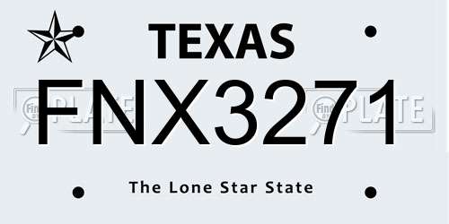 FNX3271 Texas License Plate