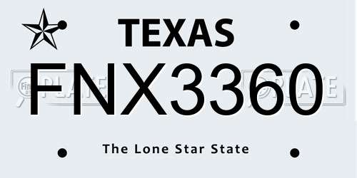 FNX3360 Texas License Plate