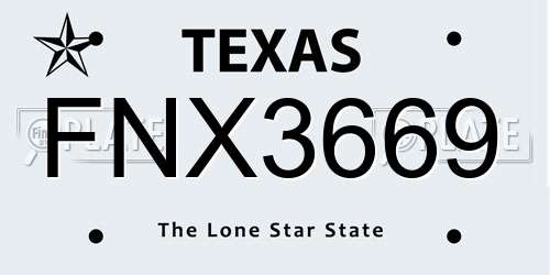 FNX3669 Texas License Plate