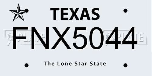 FNX5044 Texas License Plate