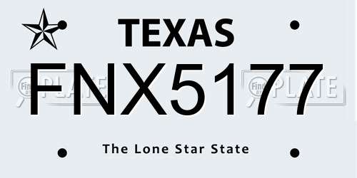 FNX5177 Texas License Plate