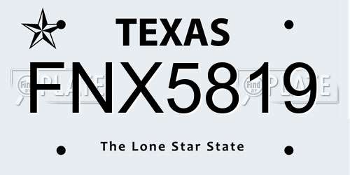 FNX5819 Texas License Plate