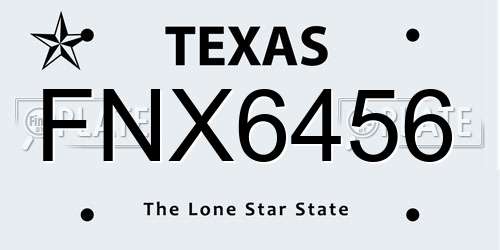 FNX6456 Texas License Plate