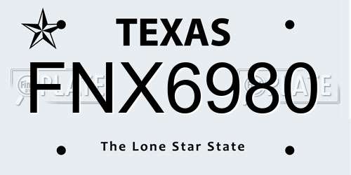 FNX6980 Texas License Plate