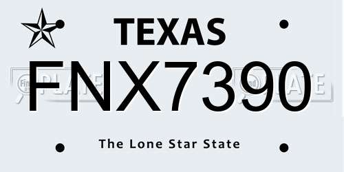 FNX7390 Texas License Plate