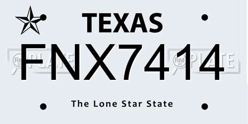 FNX7414 Texas License Plate