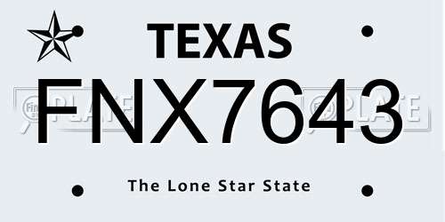 FNX7643 Texas License Plate