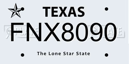 FNX8090 Texas License Plate