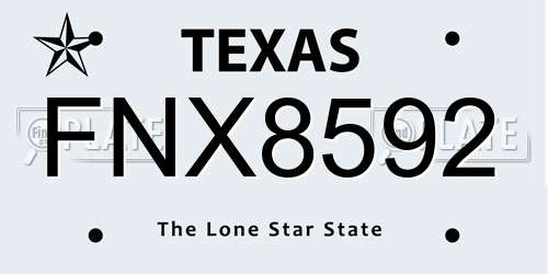 FNX8592 Texas License Plate