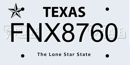 FNX8760 Texas License Plate