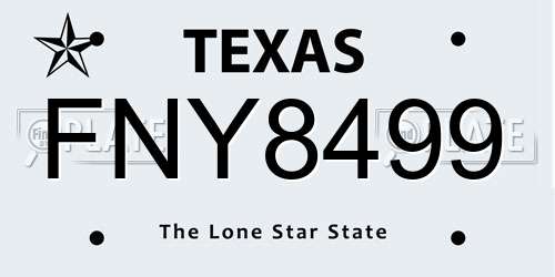 FNY8499 Texas License Plate