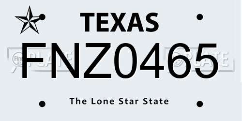 FNZ0465 Texas License Plate