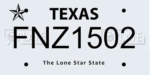 FNZ1502 Texas License Plate