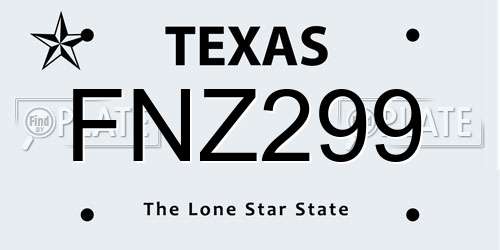 FNZ299 Texas License Plate