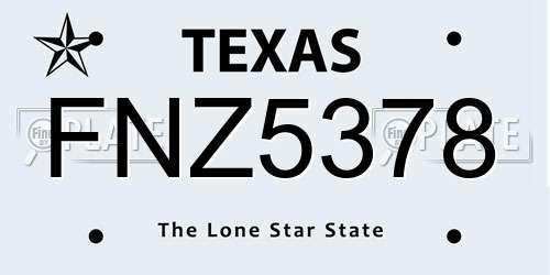 FNZ5378 Texas License Plate